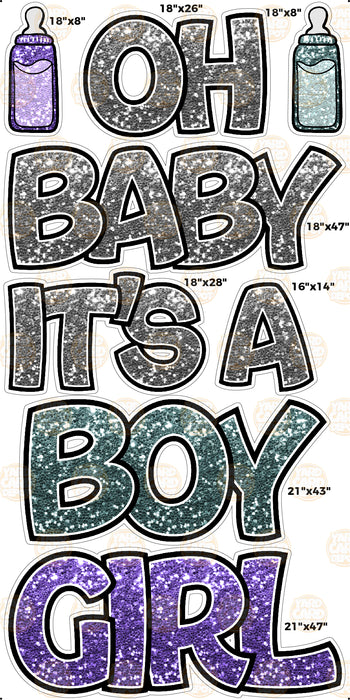 Bouncy Bold "Oh Baby, It's a Boy/Girl" EZ Set- Choose a Color