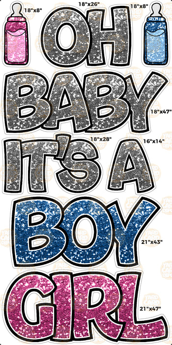 Bouncy Bold "Oh Baby, It's a Boy/Girl" EZ Set- Choose a Color