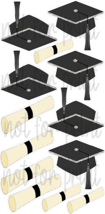 Black/ Silver- Caps and Diplomas