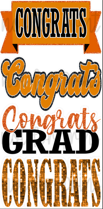 Orange - 23in Congrats Grad Four Bursts