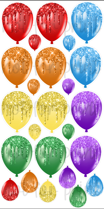 Rainbow Glitter Drip Balloons