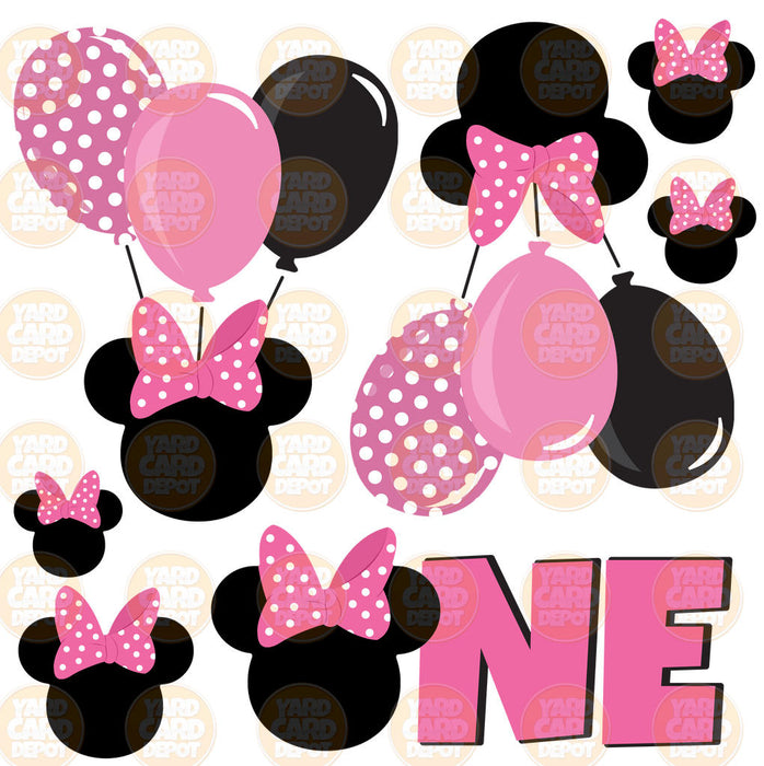 HALF SHEET MS Minnie Inspired Balloons 1st Birthday