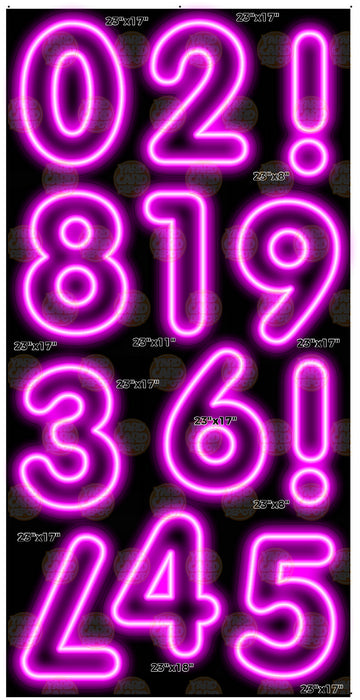 Neon Pink / Black - 23in Numbers