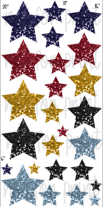 Chunky Glitter Stars- Navy/Maroon/Gold/Black/Light Blue