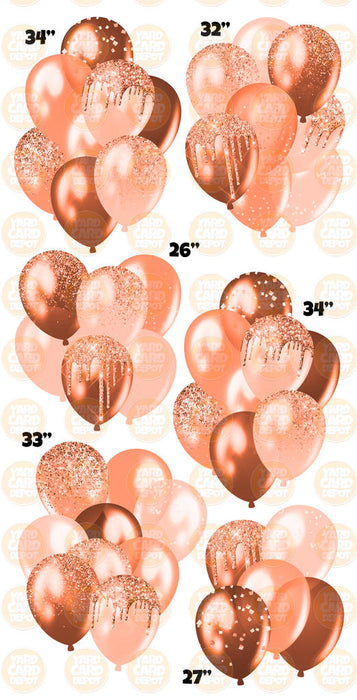Coral- Glitter Balloon Clusters
