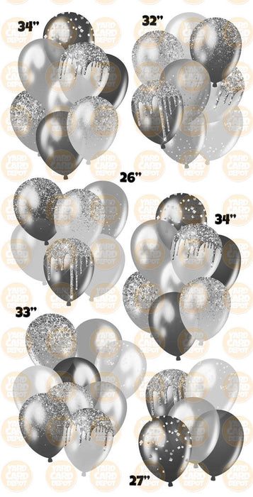 Silver- Glitter Balloon Clusters