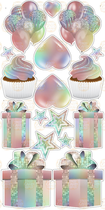 Symmetrical Flair Sheet- Sequin Pastel Rainbow
