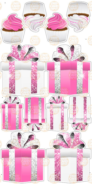 Symmetrical Gift Boxes- Hot Pink / White