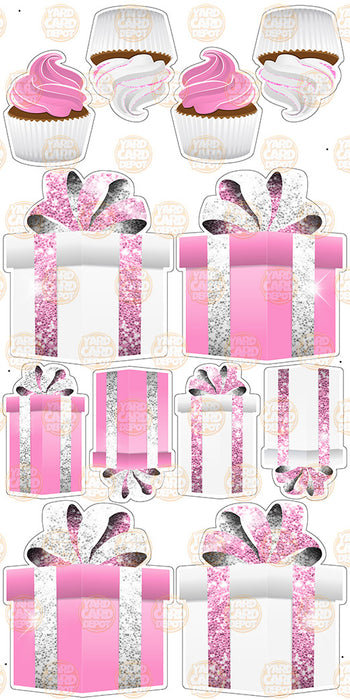 Symmetrical Gift Boxes- Light Pink / White
