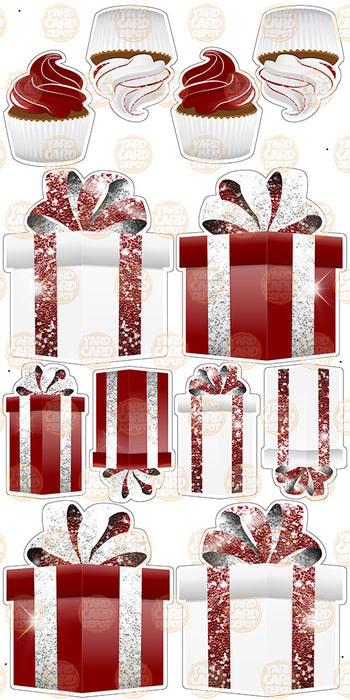 Symmetrical Gift Boxes- Maroon / White