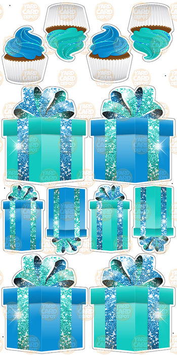 Symmetrical Gift Boxes- Medium Blue / Teal