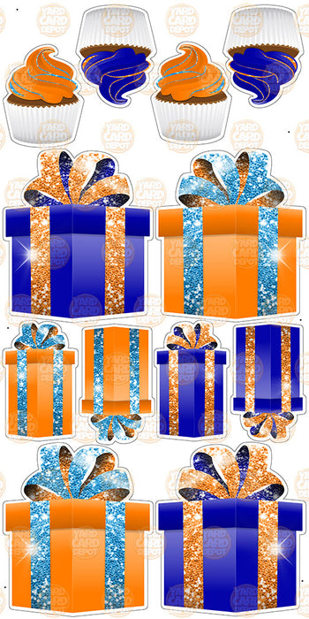 Symmetrical Gift Boxes- Orange / Medium Blue / Dark Blue