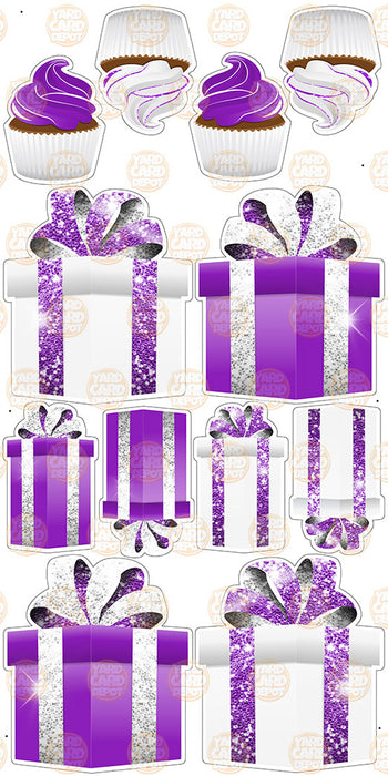 Symmetrical Gift Boxes- Purple / White