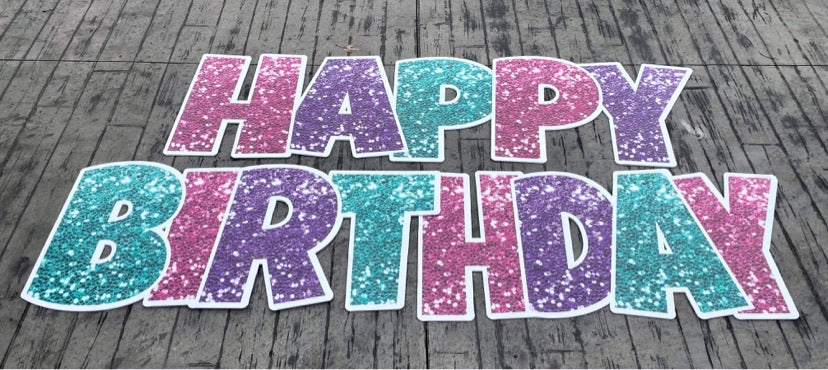 Pink/Teal/Purple Super Chunk Glitter - 23in HBD "EZ Set" Lucky Guy