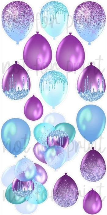 Purple / Teal Glitter Drip Balloons