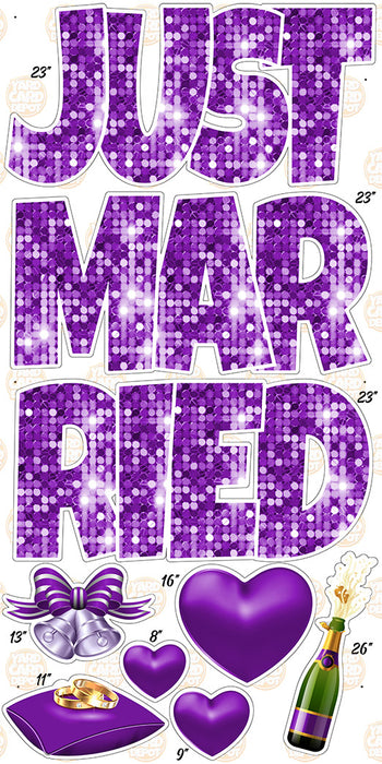 Purple "Just Married"- EZ Set 23in Lucky Guy (Choose a fill)