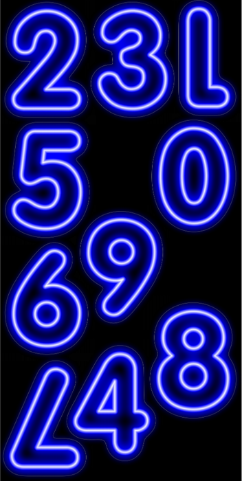 Neon Blue / Black - 23in Numbers