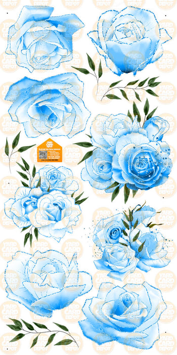 Beautiful Roses- Medium Blue
