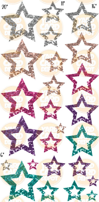 Outline Chunky Glitter Stars- Silver / Rose Gold / Pink / Purple / Teal