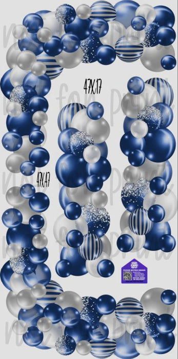 Balloon Columns and Arches- Silver / Navy Blue
