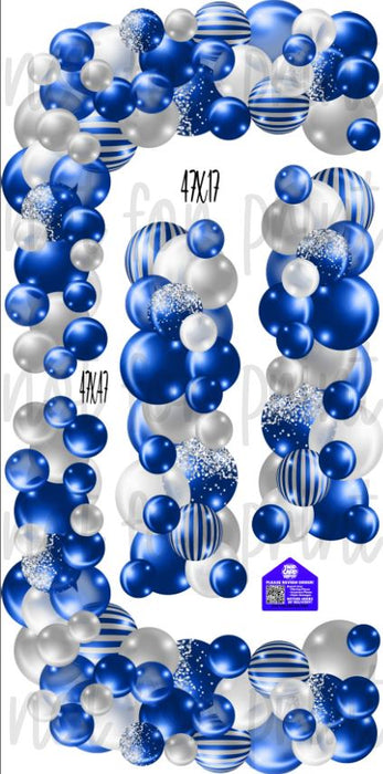 Balloon Columns and Arches- Silver / Royal Blue
