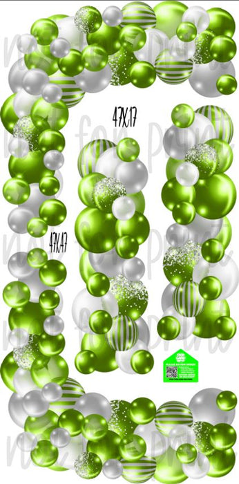 Balloon Columns and Arches- Silver / Lime Green