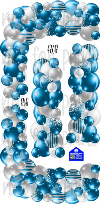 Balloon Columns and Arches- Silver / Light Blue