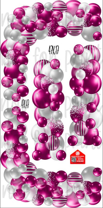 Balloon Columns and Arches- Silver / Hot Pink