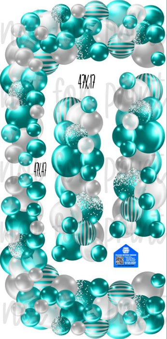 Balloon Columns and Arches- Silver / Teal