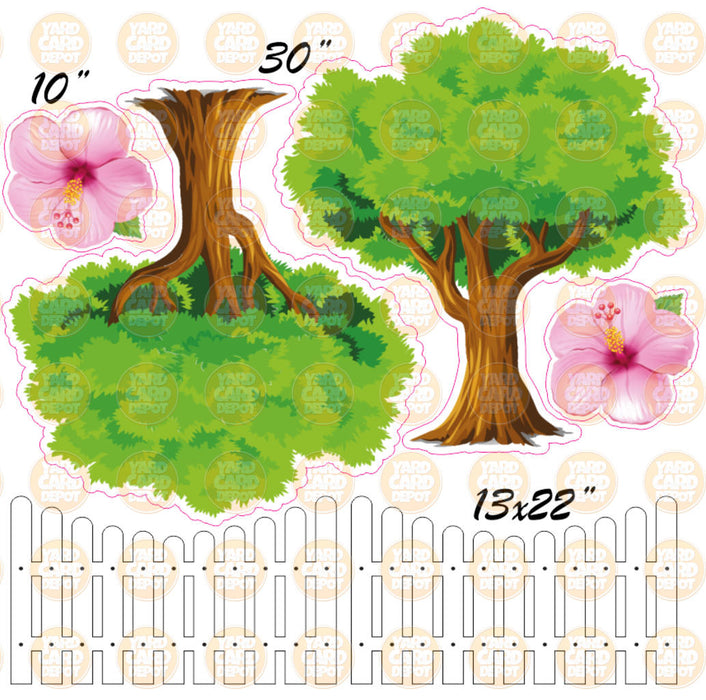 HALF SHEET MS Minnie Inspired Trees & Fence