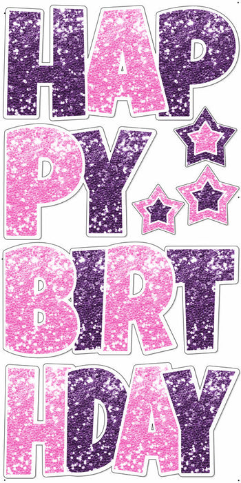 Purple-Pink Super Chunk Glitter - 23in HBD "EZ Set" Lucky Guy
