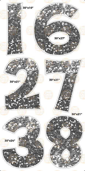 30" Silver Glitter Numbers - KG Last Time