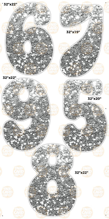 Janice 31in Numbers- Silver Chunky Glitter