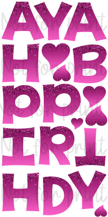 Hot Pink Glitter Drip Letters - 18in HBD Last Time