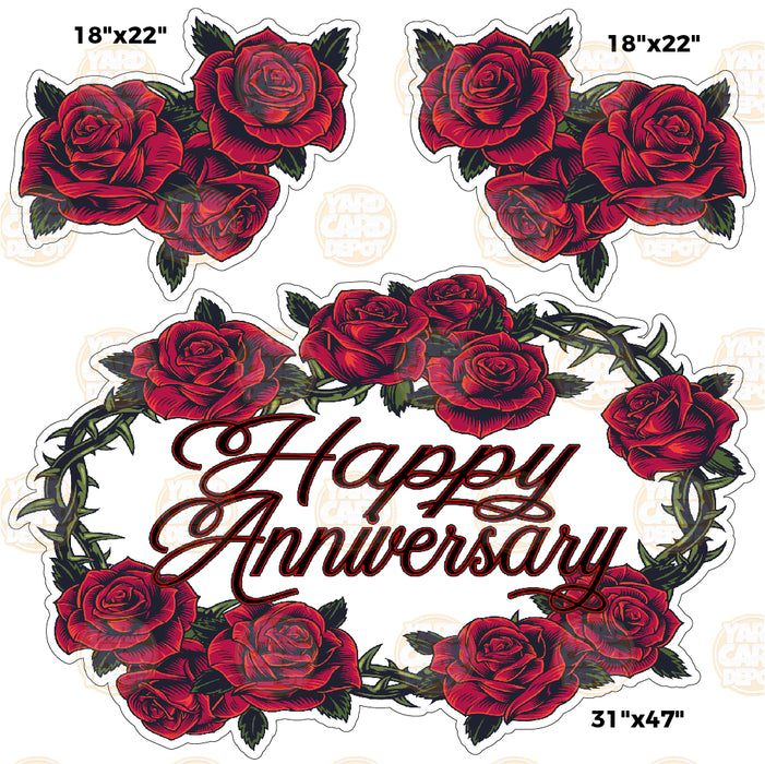 HALF SHEET BZ Happy Anniversary Roses Burst