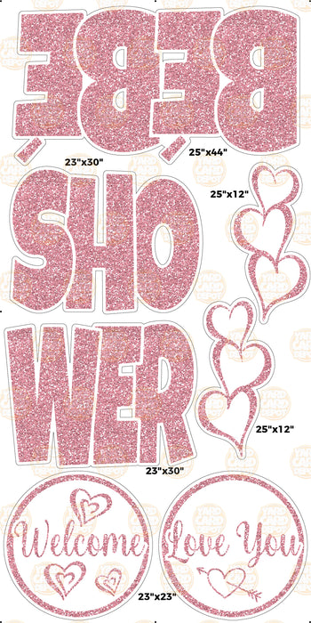 Pink Glitter Bebe Shower "EZ Set" 23in Lucky Guy