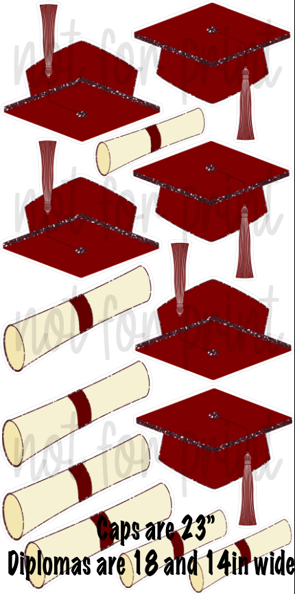 Maroon- Caps and Diplomas — Yard Card Depot LLC