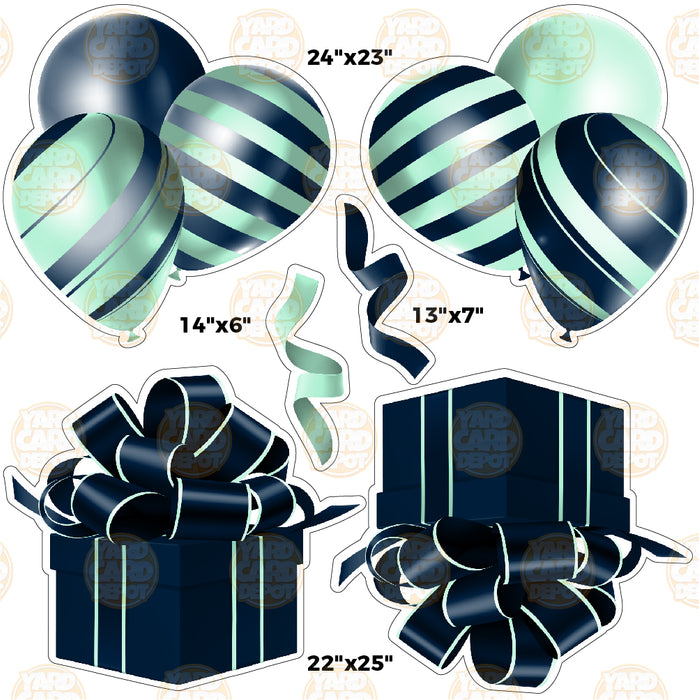HALF SHEET Classy Gift Balloon Pack (Stripes)- Choose a Color