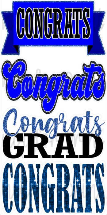 Blue - 23in Congrats Grad Four Bursts