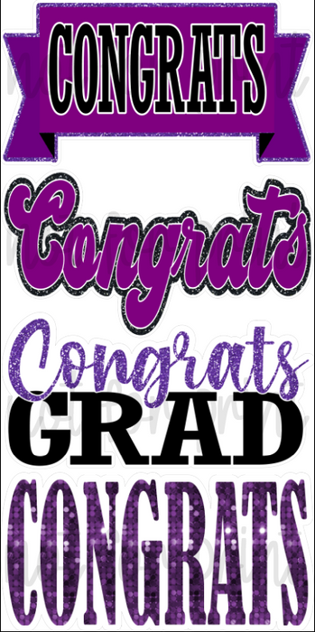 Purple - 23in Congrats Grad Four Bursts