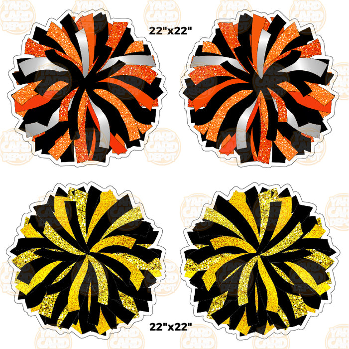 HALF SHEET Poms- Orange/Black & Gold/Black