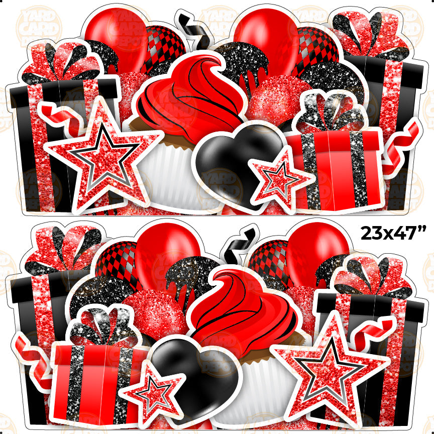 HALF SHEET EZ Flair Panels red black — Yard Card Depot LLC