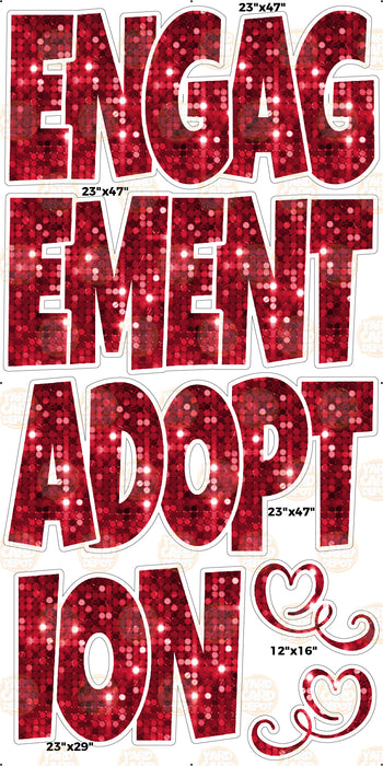 Red Sequin Engagement/Adoption "EZ Set" 23in Lucky Guy