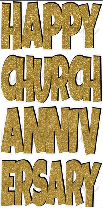 Happy Church Anniversary - Gold Glitter "EZ Set" Lucky Guy
