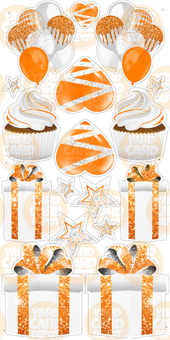 Symmetrical Flair Set - Glitter White / Orange