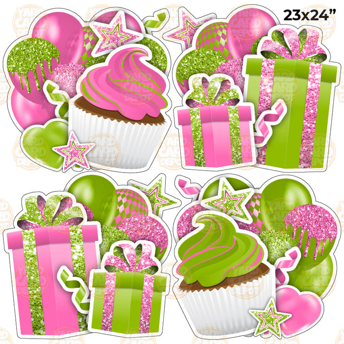 HALF SHEET EZ Flair Clusters - hot pink lime green