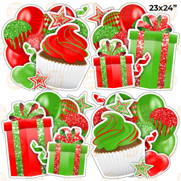 HALF SHEET EZ Flair Clusters - red kelly green