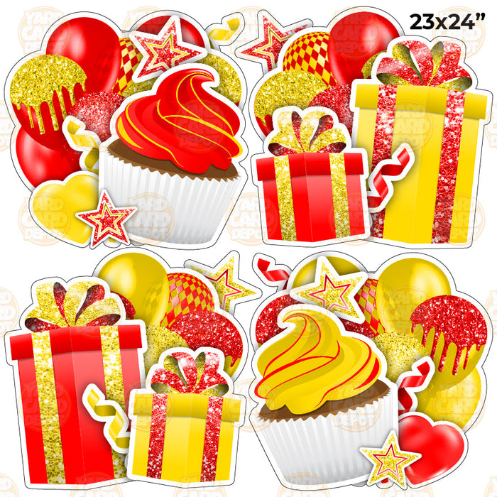 HALF SHEET EZ Flair Clusters - red yellow