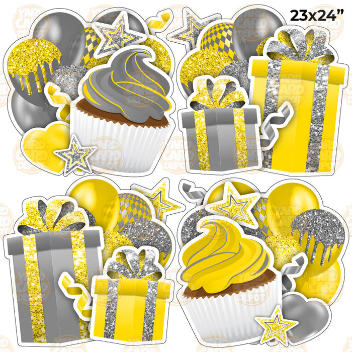 HALF SHEET EZ Flair Clusters - silver yellow