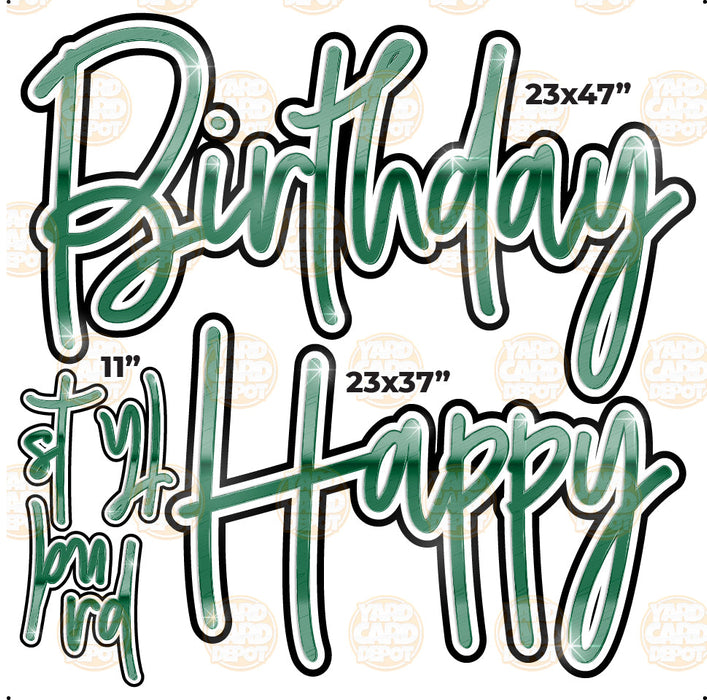 HALF SHEET Happy Birthday Script - Dark Green